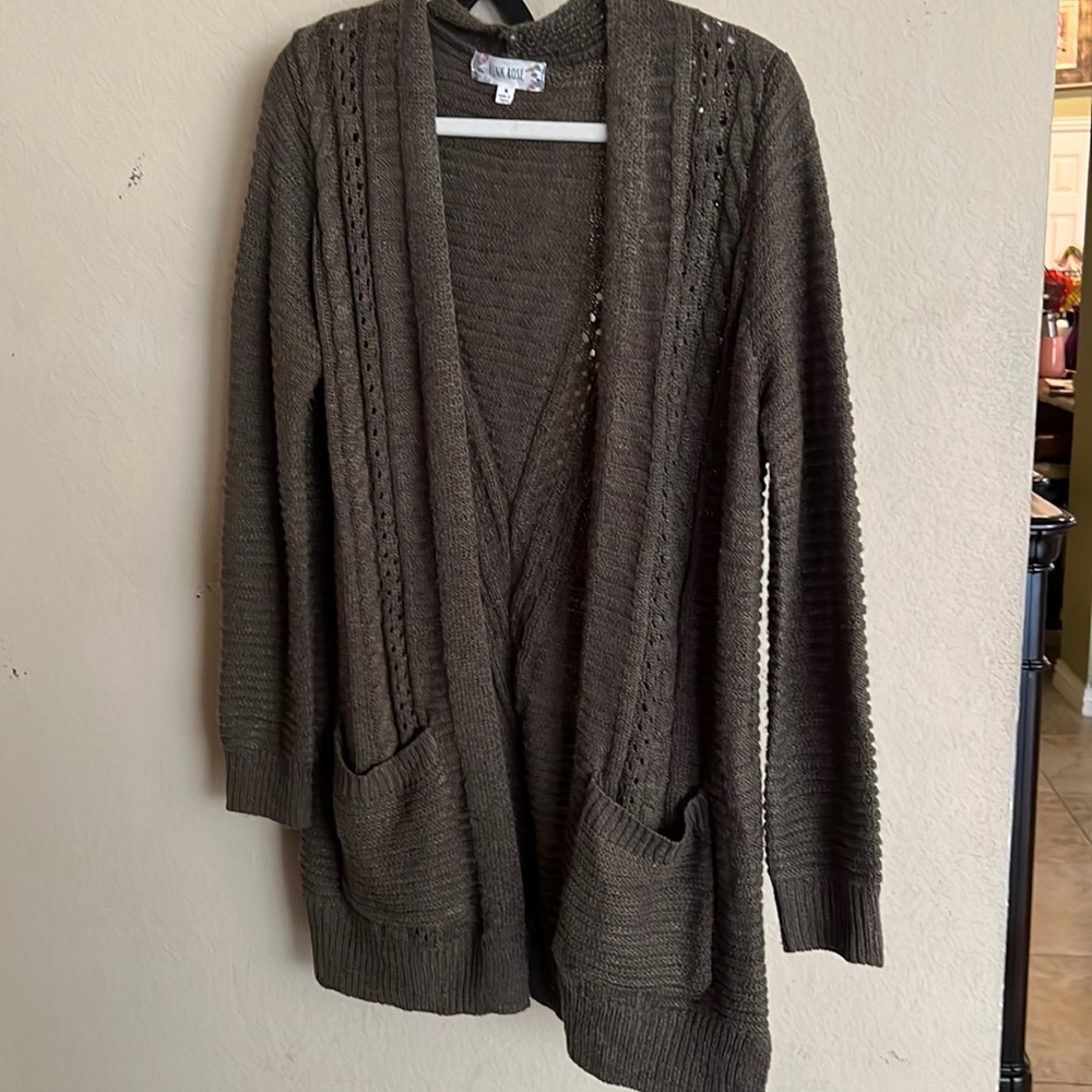 Long sweater cardigan.
